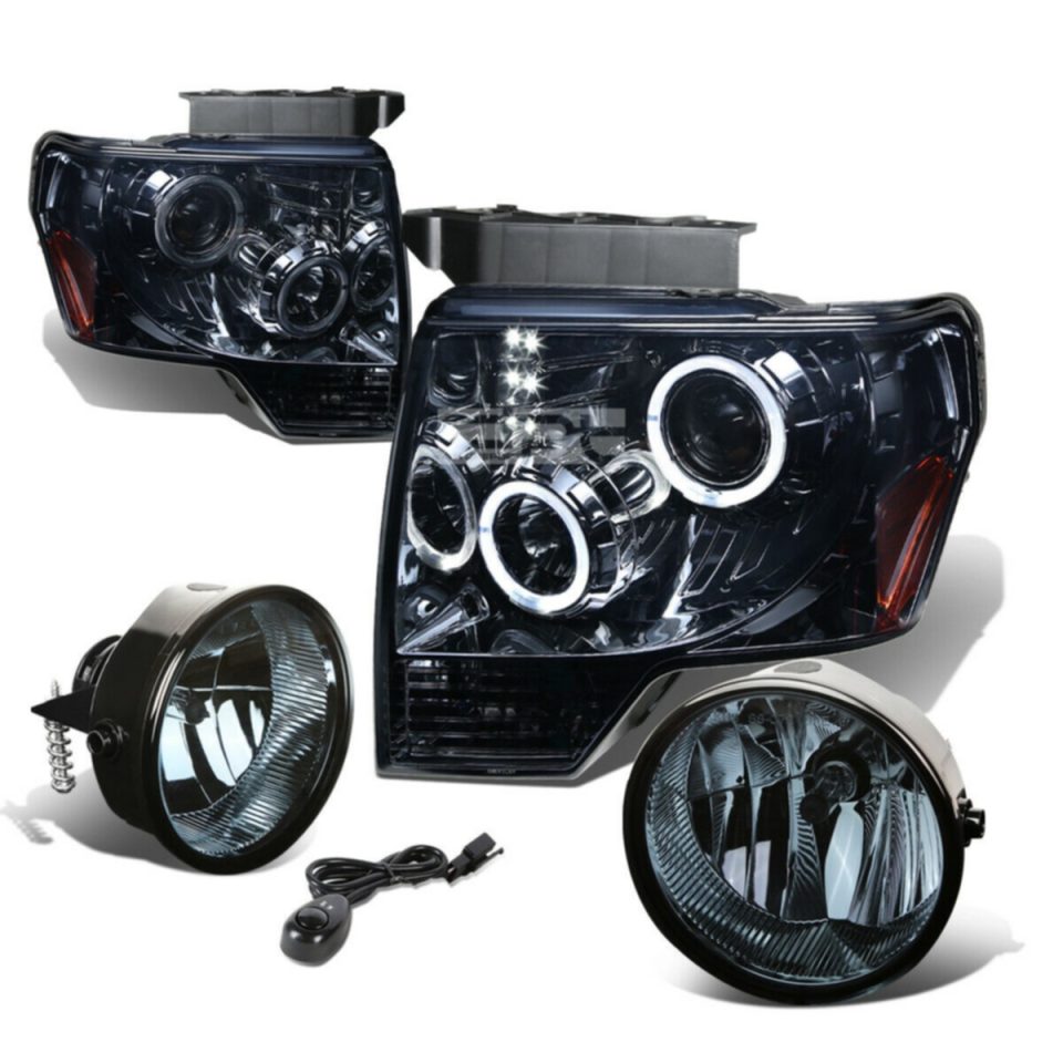 Frosted Matte DUAL HALO PROJECTOR+LED SMOKED HEADLIGHT+SIDE
