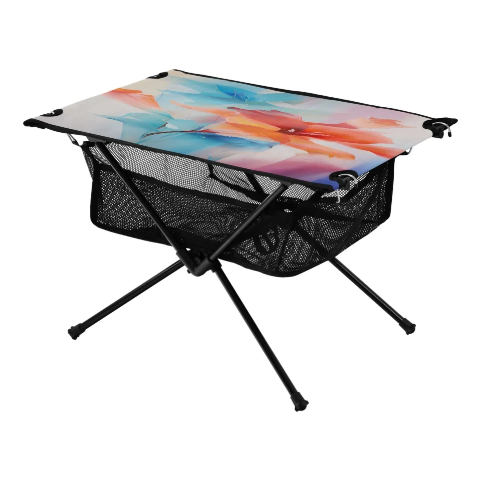 Prime Healthy Abstract Hibiscus Flowers Camping Folding Table Portable Beach Table with Storage Bag Compact Picnic Table for Outdoor Travel Fishing BBQ