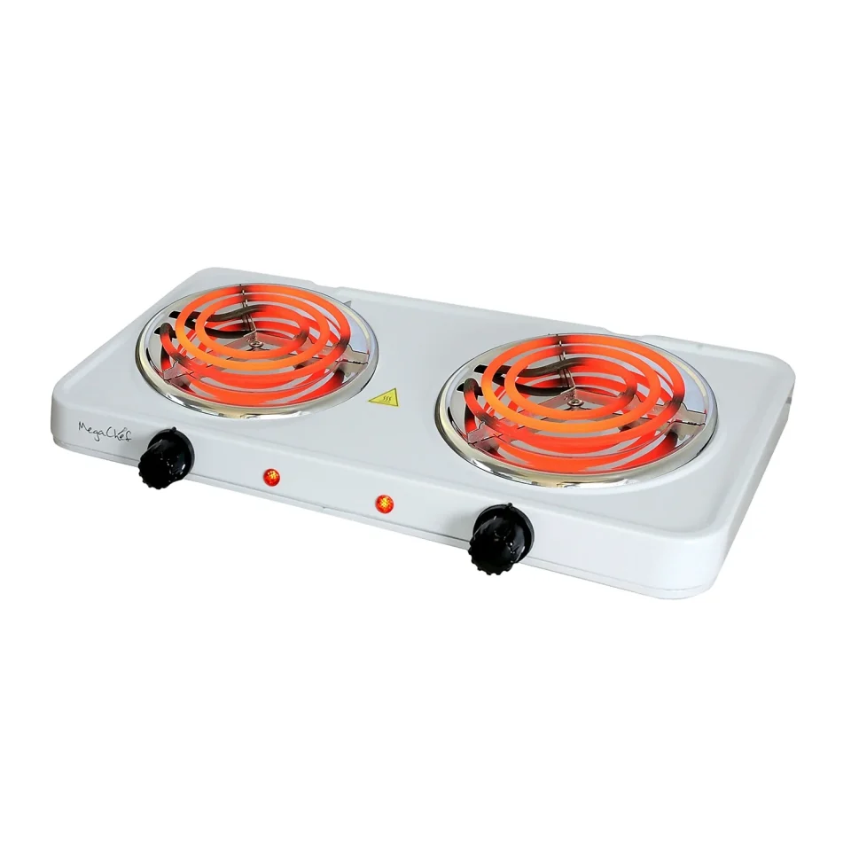 Polished Leak-Proof MegaChef Portable Electric 2 Burner Cooktop (936103788M)