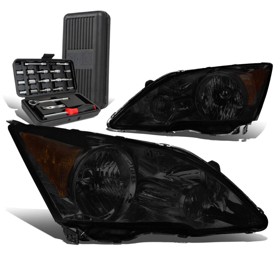 Supreme Outdoor 2007-2011 Honda CRV CR-V OE Style Smoked Amber Signal Headlights+Too