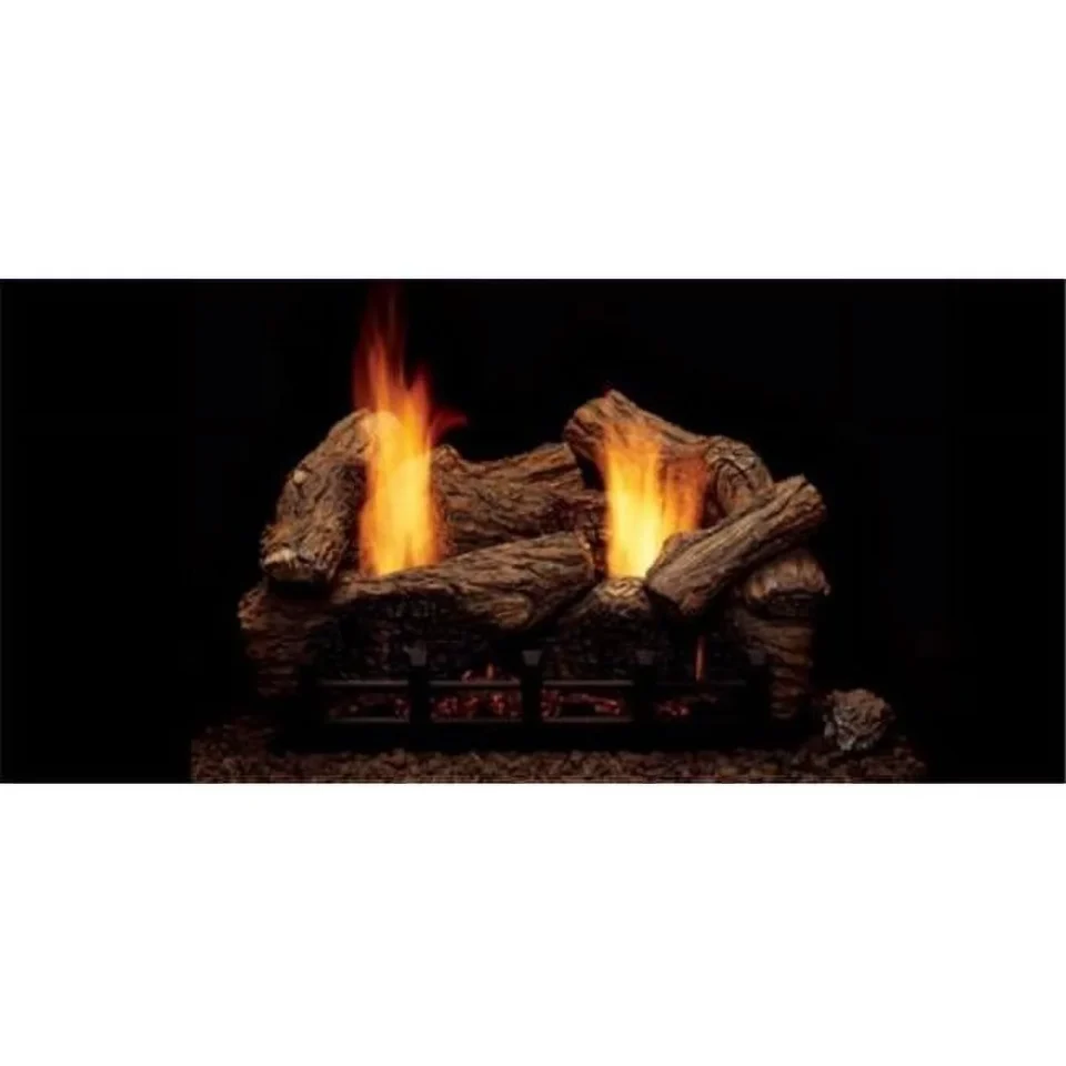 Matte Monessen HO24-R 24 in. Refractory Log Set for Natural Blaze VF 24 in. Burner, Highland Oak - 7 Piece