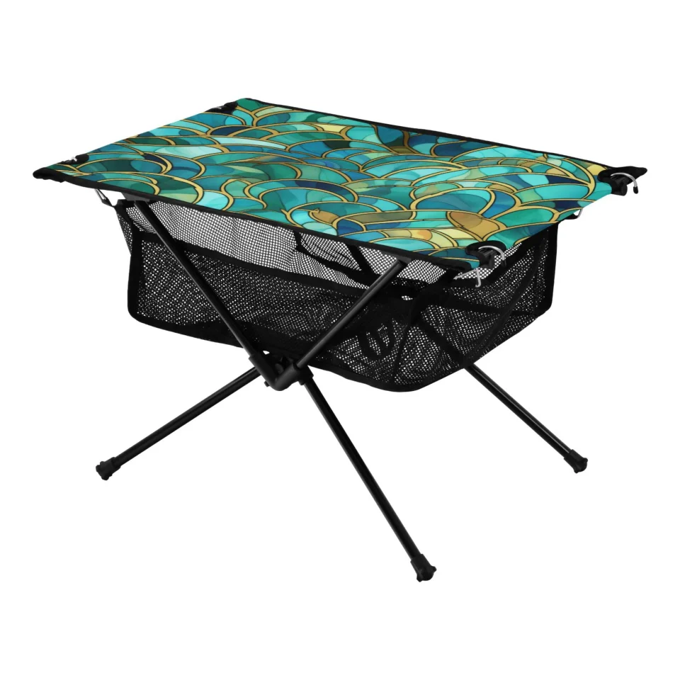 Eco-Friendly Cast Iron Scales Green Camping Foldable Portable Table Beach Table with Storage Bag Compact Picnic Table for Outdoor Hiking Fishing BBQ