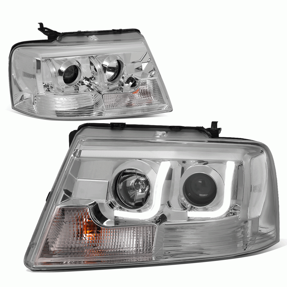Frosted Thickened 2004-2008 d F150 Mark LT LED DRL Tube Bar Projector Headlight Head Lamps