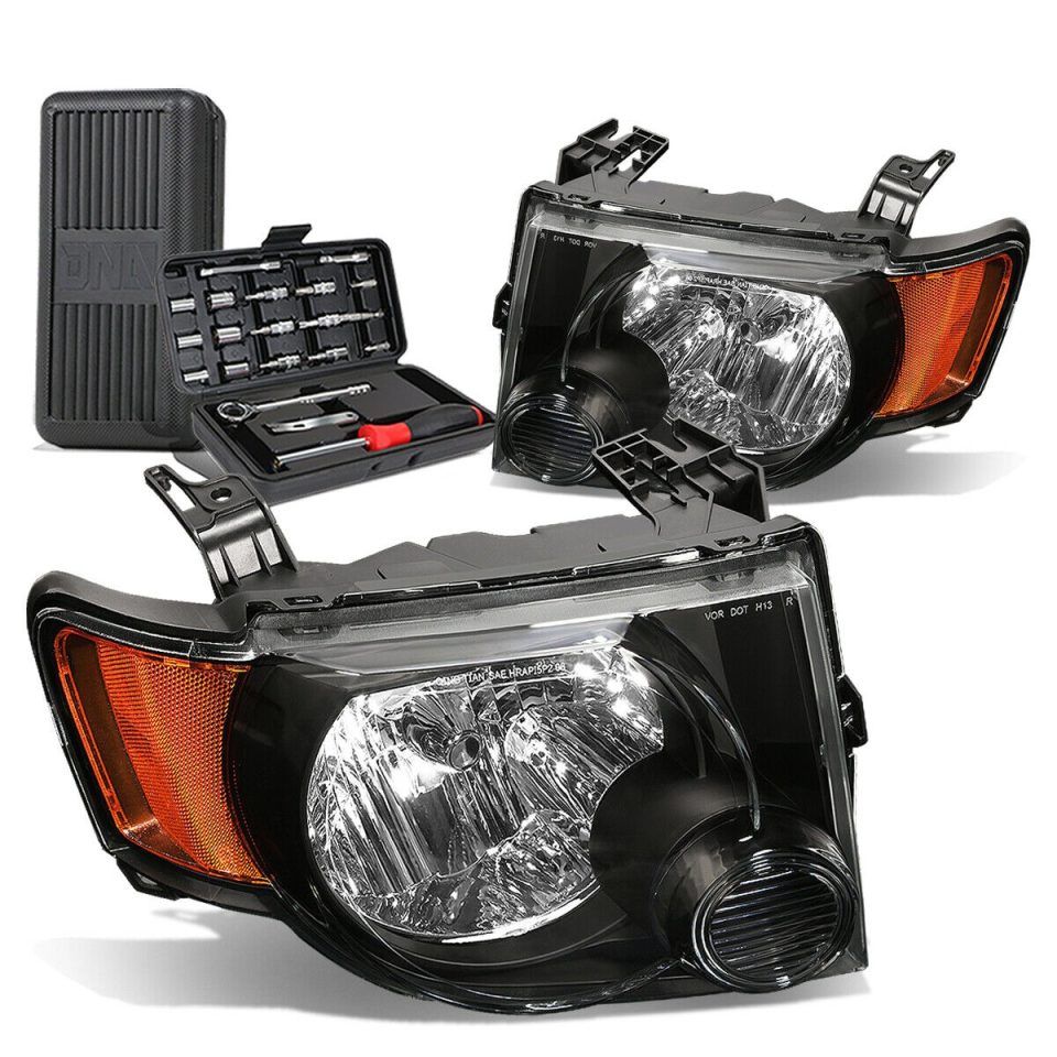 Home 2008-2012 d Escape Pair Black/Amber Side Headlight Head Lamps+Tool Box