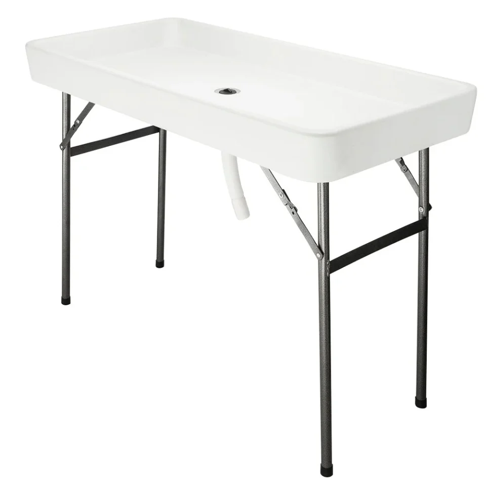 Frosted Kitchen 4 Ft. Party Folding Ice Table with Matching Skirt White