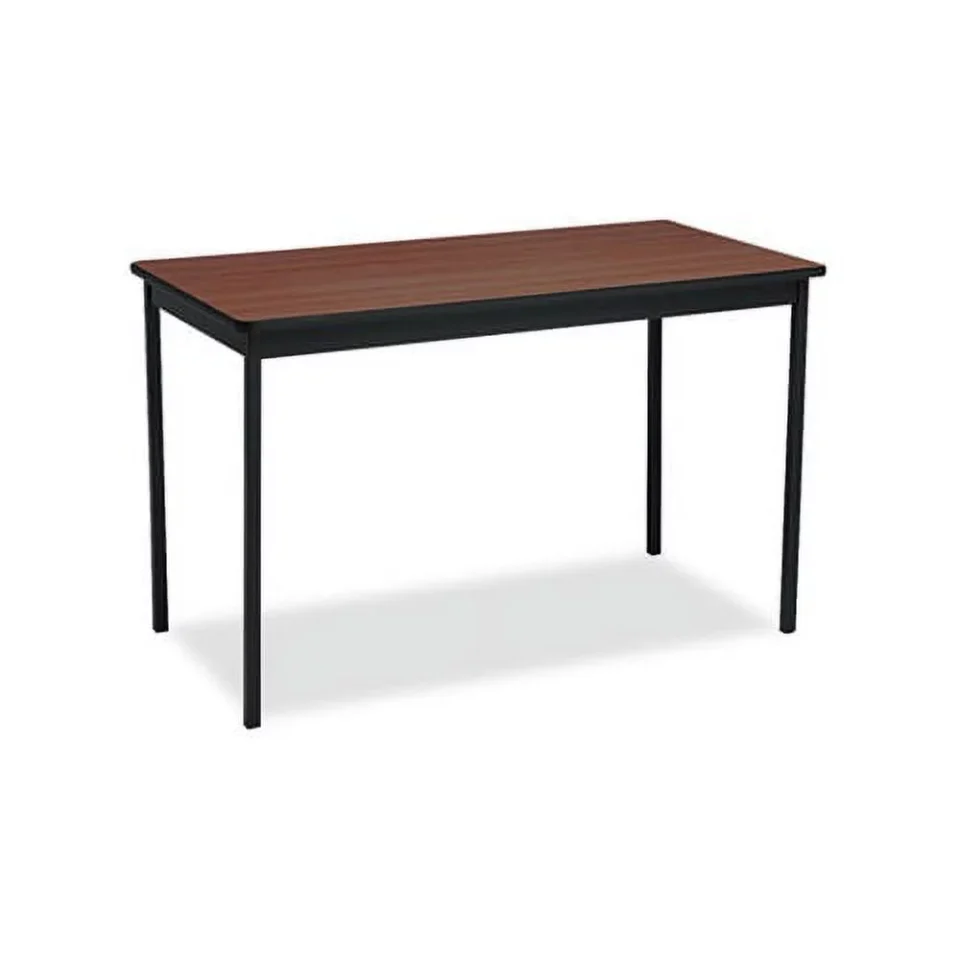 Prime Natural Utility Table Rectangular, 48w x 24d x 30h, Walnut/Black