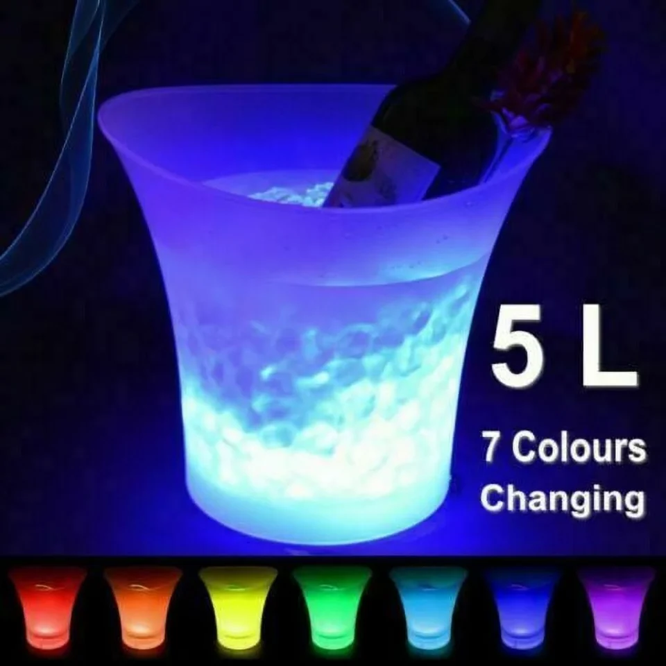 Multi-Purpose Smad 3PCS Ice Bucket Wine Cooler Champagne Drinks Beverage 7 Color 5L LED Party Bar