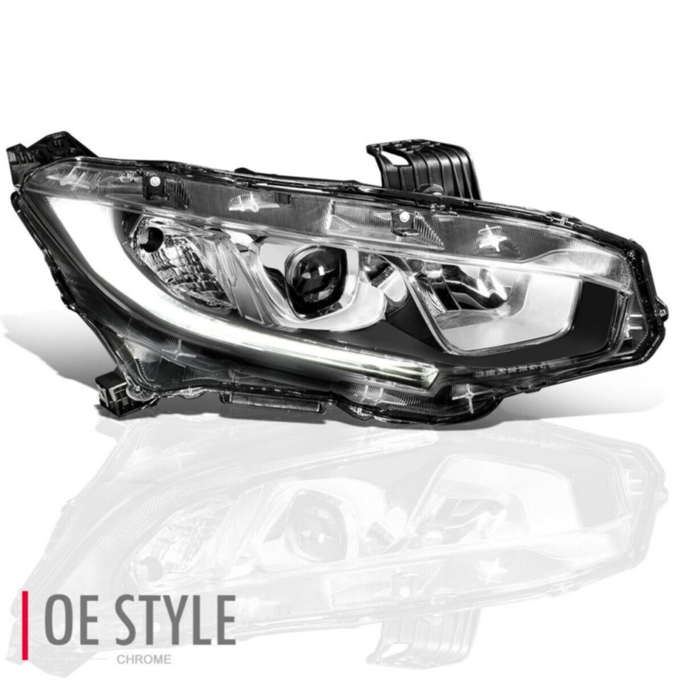 Ultimate Safe 2016-2020 Honda Civic LED Tube Passenger Side Projector headlight Chrome2016-2020 Honda Civic LED Tube Passenger Side Projector headlight Chrome