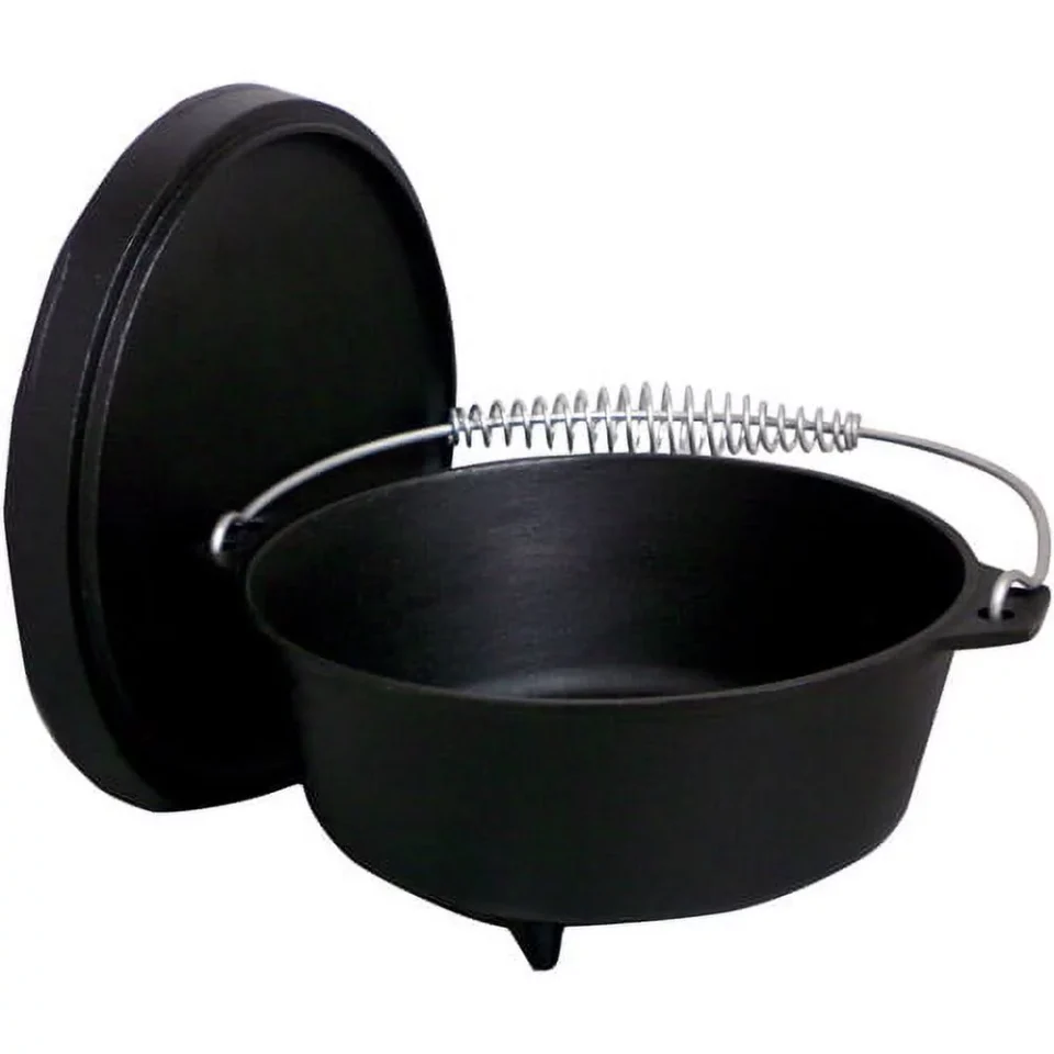 Travel Versatile King Kooker #CI8SCF - Pre-Seasoned 8 qt Cast Iron Dutch Oven with Feet