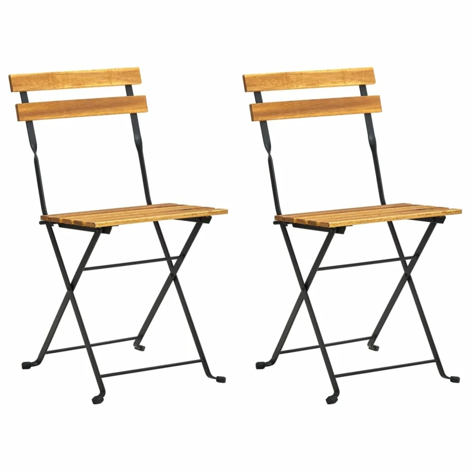 Matte Anself Folding Garden Chair Acacia Wood Seat Steel Frame Camping Chair for Patio, Backyard, Poolside, Beach, Outdoor Furniture 15.7 x 18.1 x 33.5 Inches (W x D x H)
