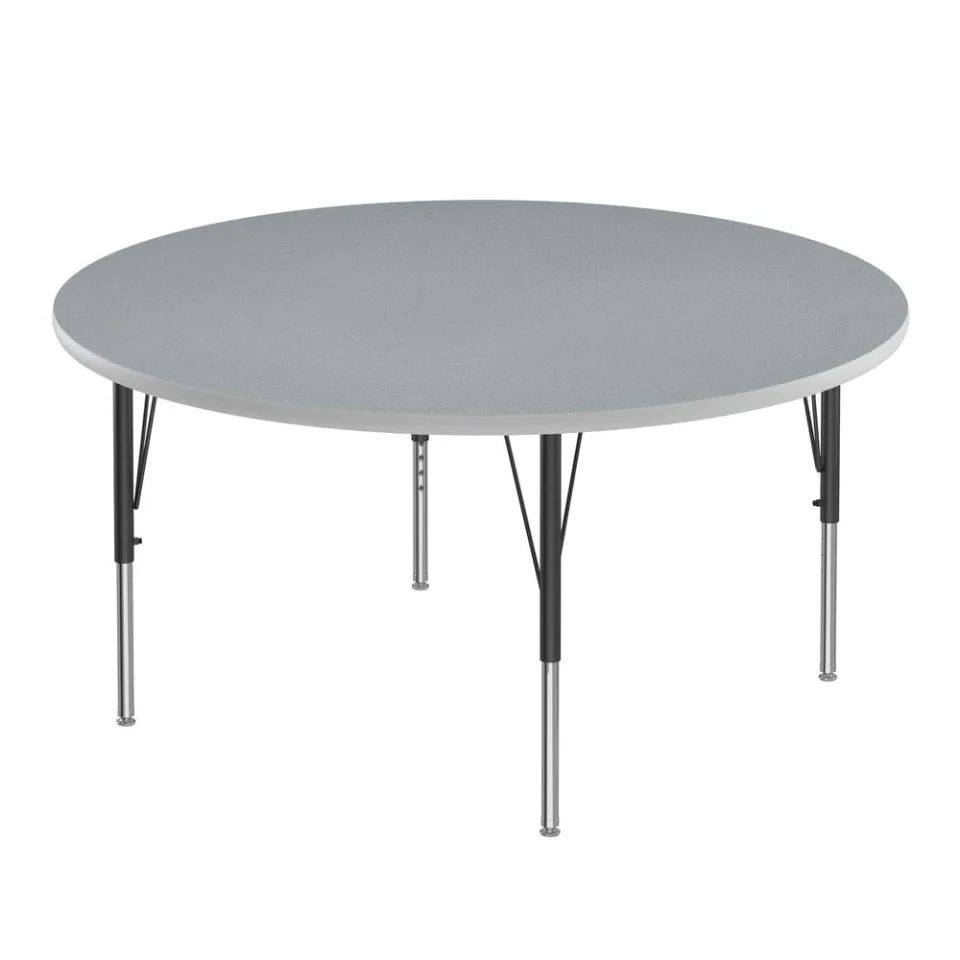 Ceramic Correll Inc. Deluxe High-Pressure Top Activity Tables 48x48, ROUND GRAY GRANITE BLACK/CHROME