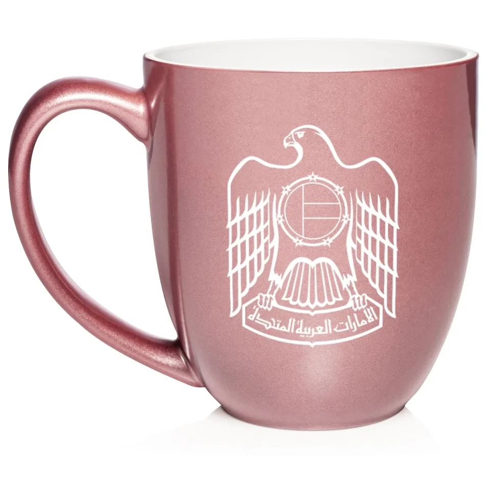 Silicone United Arab Emirates Eagle Ceramic Coffee Mug Tea Cup Gift (16oz Rose Gold)