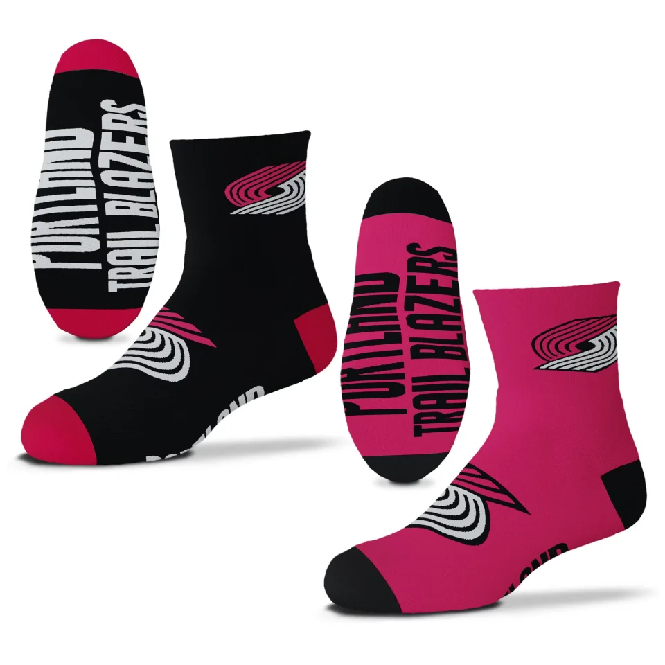 Natural Youth For Bare Feet Portland Trail Blazers Two-Pack Quarter-Length Team Socks