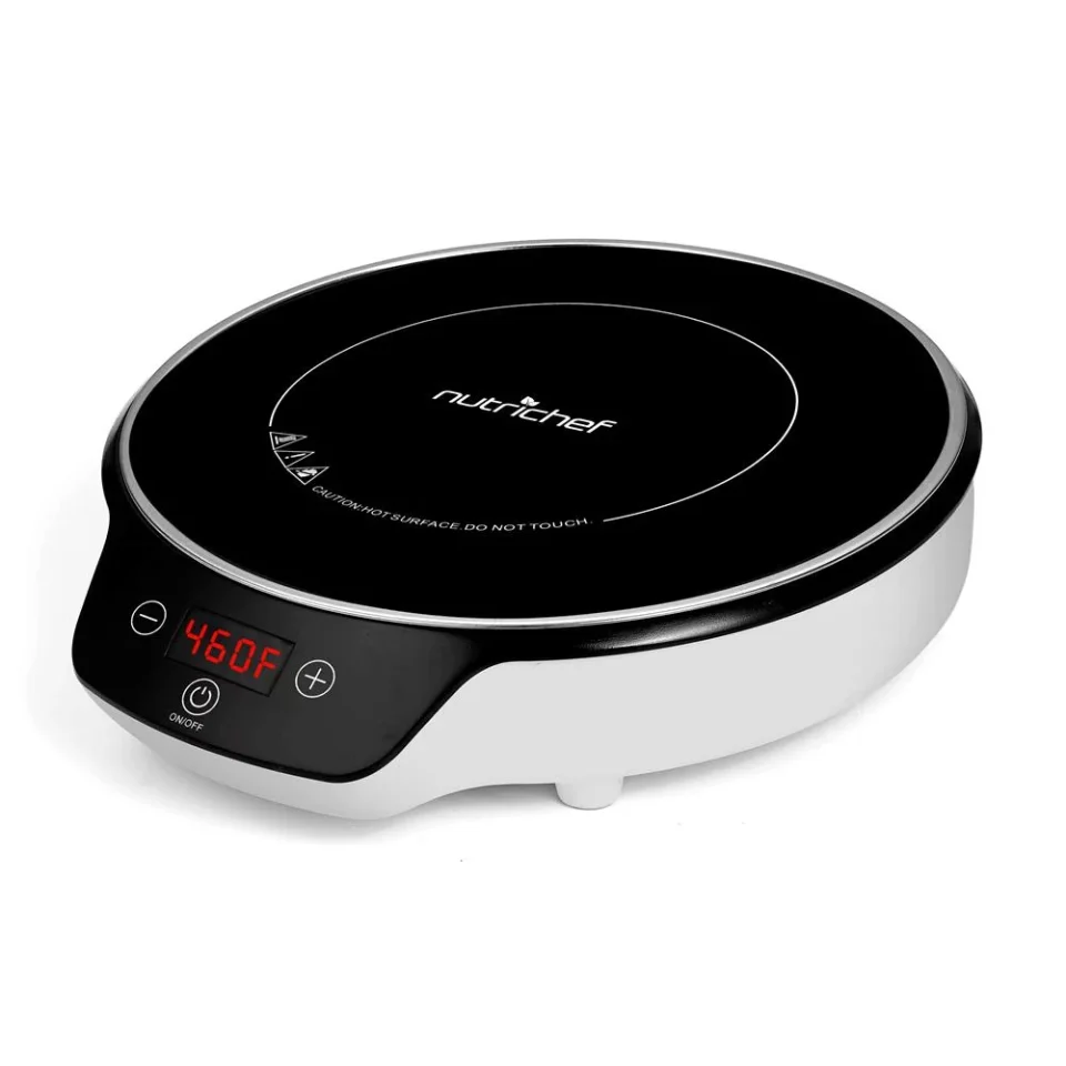 Prime Portable Single Burner Cooktop - Electronic Plug-in Flameless Burner Design with Digital Display 17 Temperature Range Sensor Touch Controls and Auto Shut Off Function