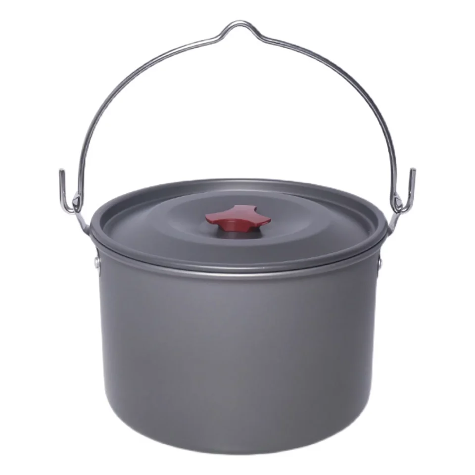 Thickened Carevas 4.2L Camping Hanging Pot Alumina Oxide Cooking Pot for Outdoor Backpacking Fishing Hiking