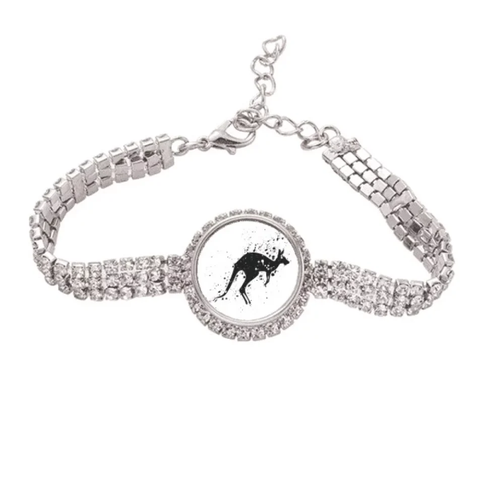 Safe Lightweight Australia Koala Kangaroo Outline Illustration Tennis Chain Anklet Bracelet Diamond Jewelry