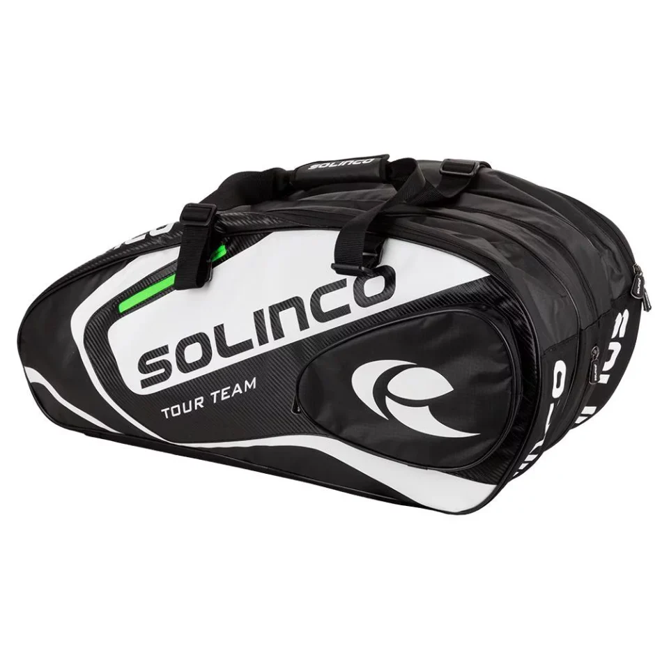 Kitchen Solinco 15-Pack Tour Team Tennis Racquet Bag White and Black with Green Zipper Lining ( OS )