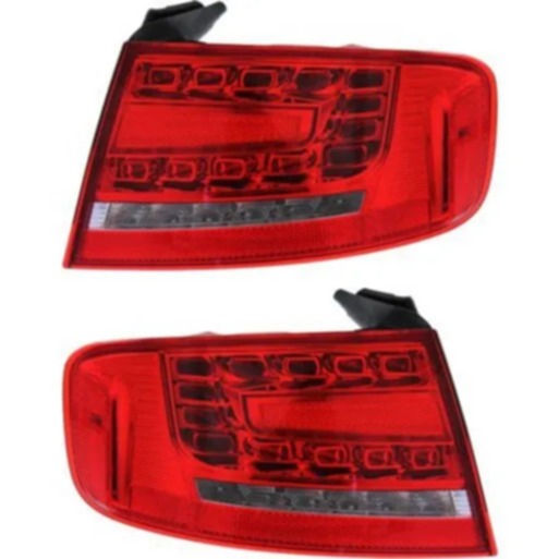 Baking LED Tail Light Set For 2009-2012 Audi A4 Quattro Outer Clear/Red w/ Bulbs 2Pcs