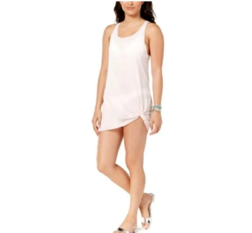 Core Miken Sheer Tank Dress Racerback Swimwear Cover-up, Choose Sz/Color Title: XL/WHITE