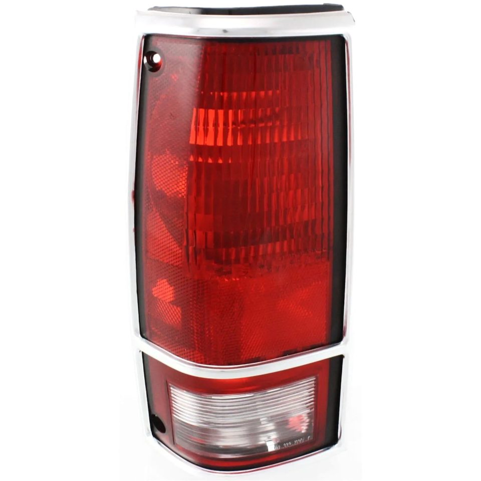 Lightweight Value Halogen Tail Light For 1982-93 Chevrolet S10 Left Clear & Red Lens w/Chrome Trim