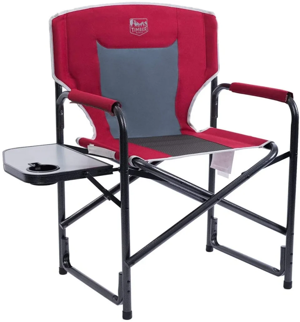 Portable Timber Ridge Director's Chair Folding Aluminum Camping Portable Lightweight Chair Supports 300lbs with Side Table, Outdoor