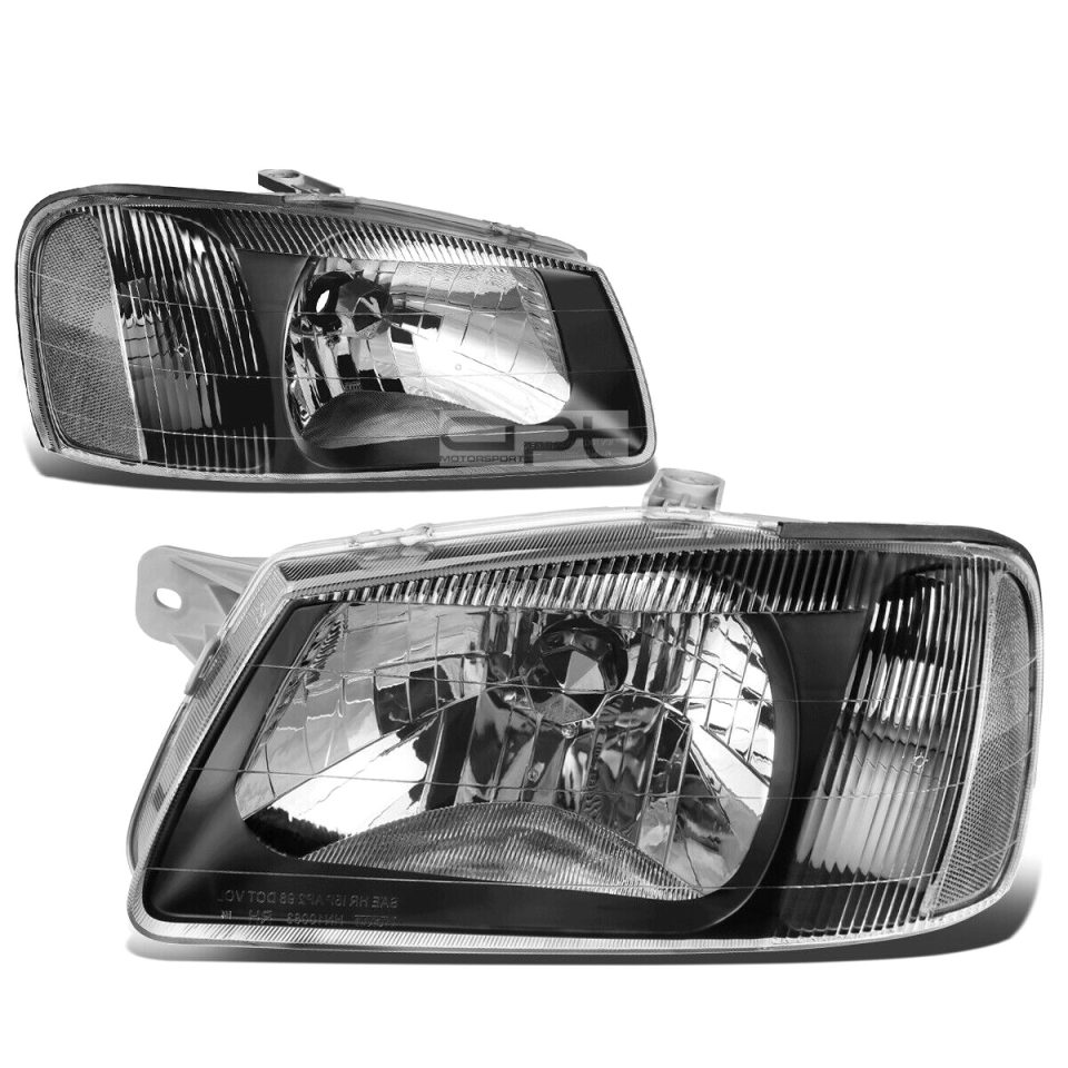 Bamboo Cooking 2000-2002 Accent Pair Black Housing Clear Corner Bumper Headlight/Lamp Set