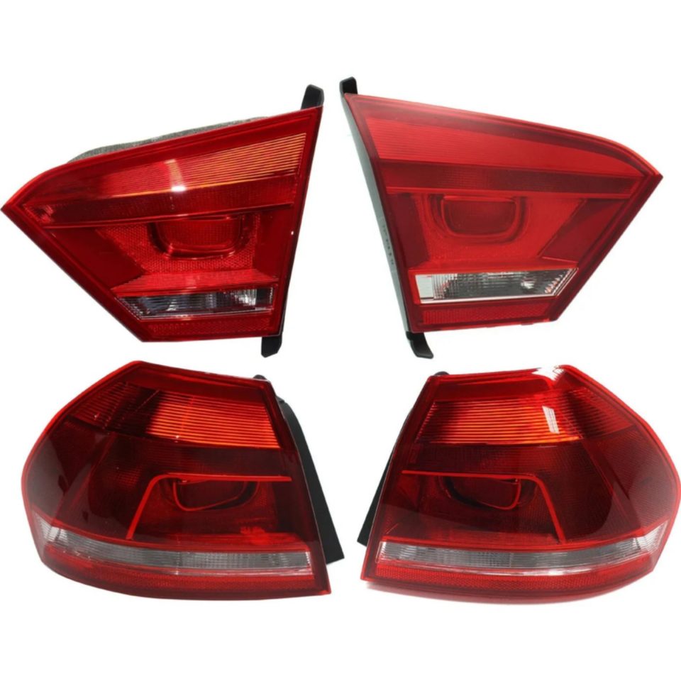 Versatile Tail Light Set For 2012-2015 Volkswagen Passat LH RH Inner Outer Clear/Red