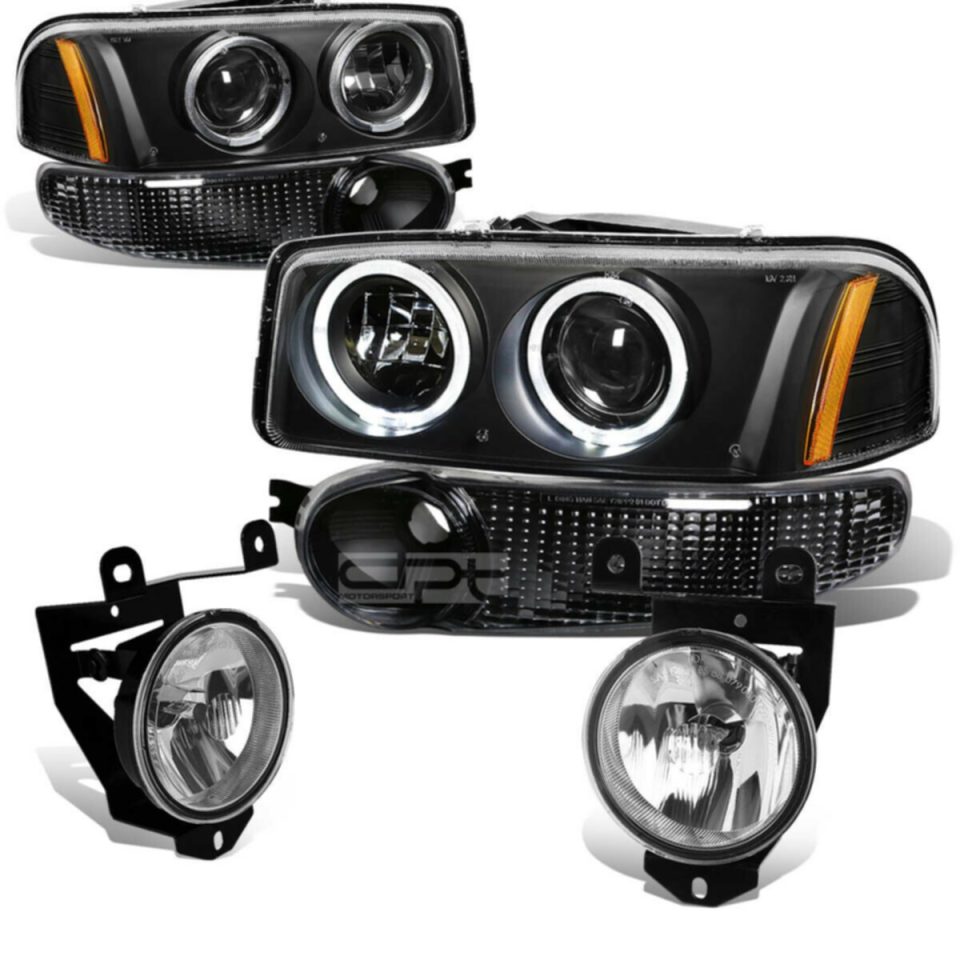 Multi-Purpose 00-07 DENALI BLACK AMBER HEADLIGHT+TURN SIGNAL LAMP+CHROME OE FOG LIGHT