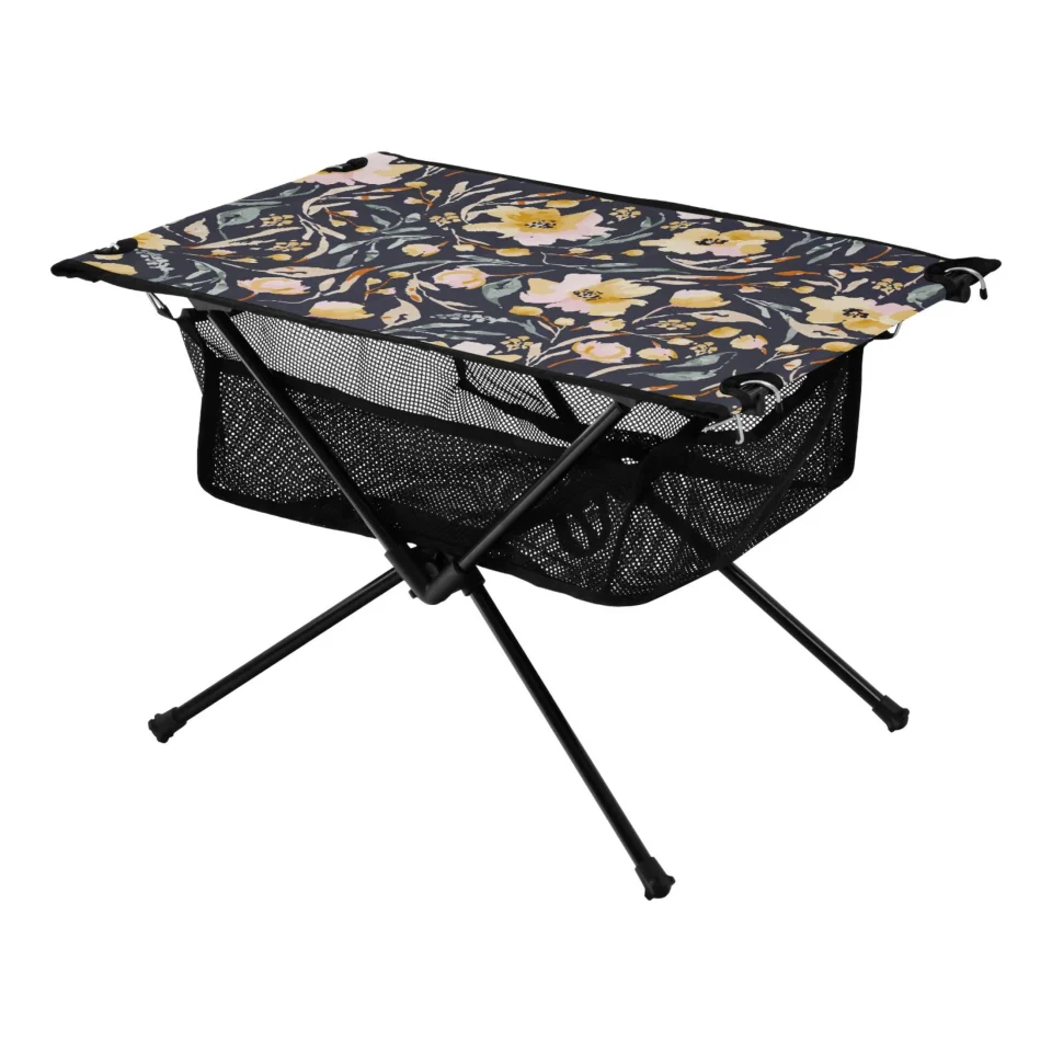 Popular Cute Wildflowers Watercolor Camping Foldable Portable Table Beach Table with Storage Bag Compact Picnic Table for Outdoor Hiking Fishing BBQ