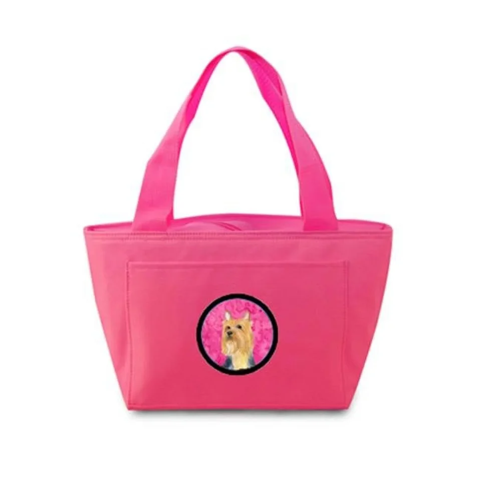 Matte Best-Selling Carolines Treasures Pink Silky Terrier Zippered Insulated School Washable And Stylish Lunch Bag Cooler - Pink