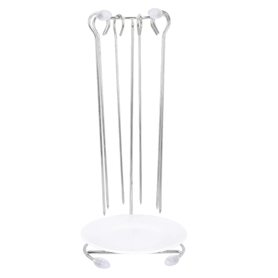 Essential Core Gongxipen 1 Set of Stainless Steel BBQ Hanging Rack Grill Food Rack Kebab Bracket with BBQ Needles