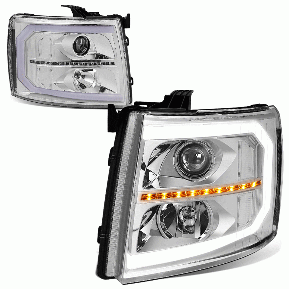 Core 2007-2014 Silverado 1500 LED DRL Tube Sequential Signal Projector Headlight