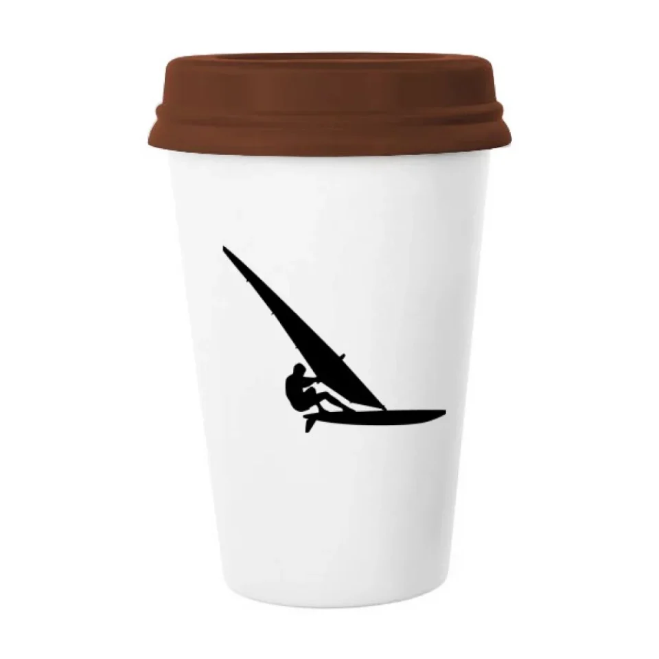 Non-Toxic Cleaning Sports Surfing Sailboat Player Mug Coffee Drinking Glass Pottery Cerac Cup Lid