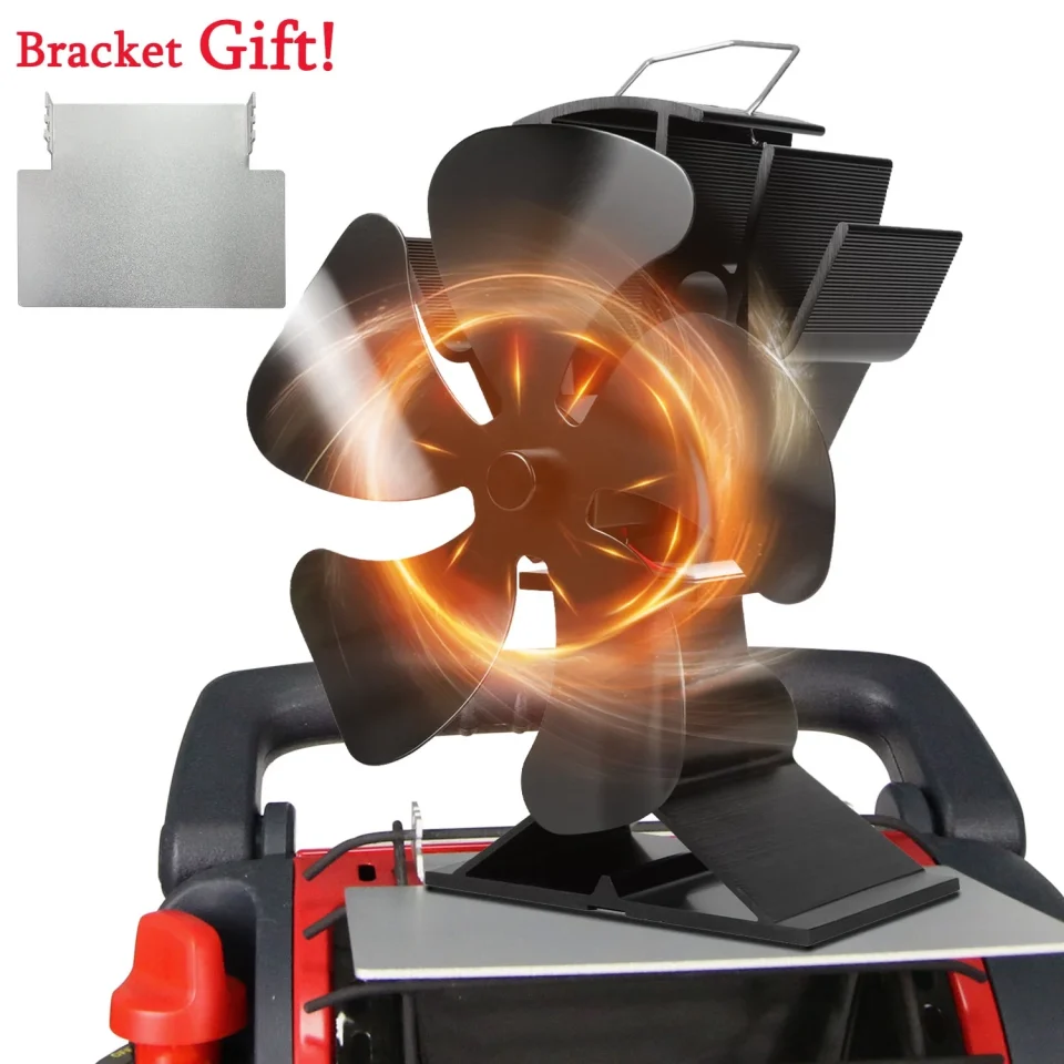 Versatile 5 Blades Wood Stove Fan Heat Powered Fireplace Fan with Pubby Bracket Eco for Log Burner/Fireplace