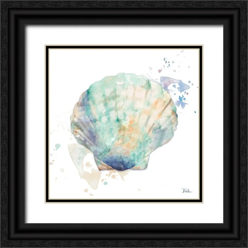 Silicone Pinto, Patricia 12x12 Black Ornate Wood Framed with Double Matting Museum Art Print Titled - Sun Sand Surf Splash II