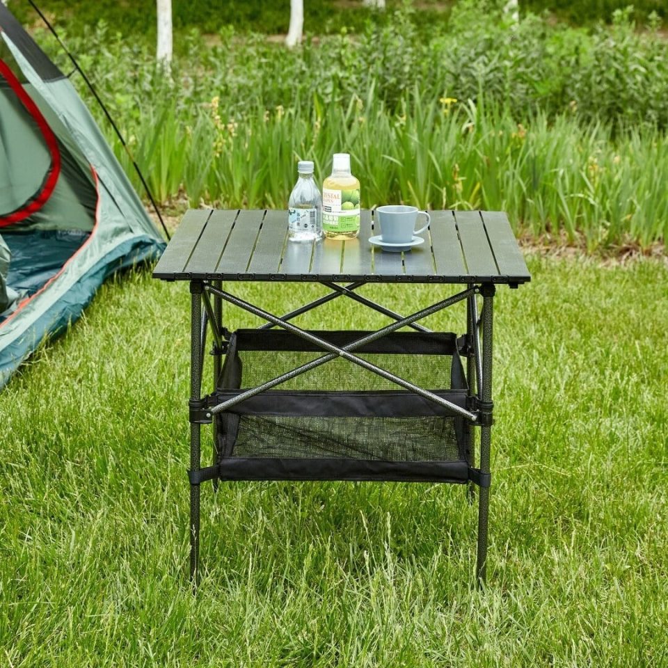 Premium Siavonce Folding Outdoor Table with Carrying Bag - 27.56L x 27.56 W x 27.56 H