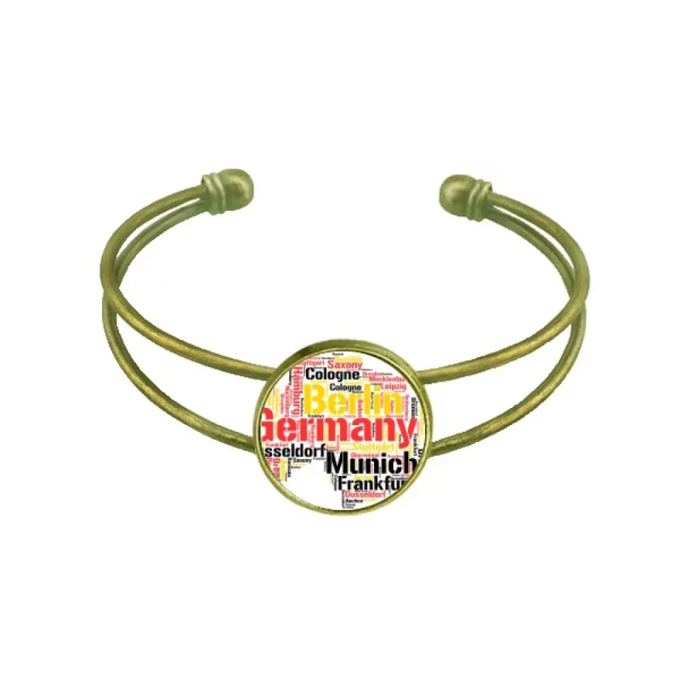 Pure Matte Germany City Name Map Style Illustration Bracelet Bangle Retro Open Cuff Jewelry