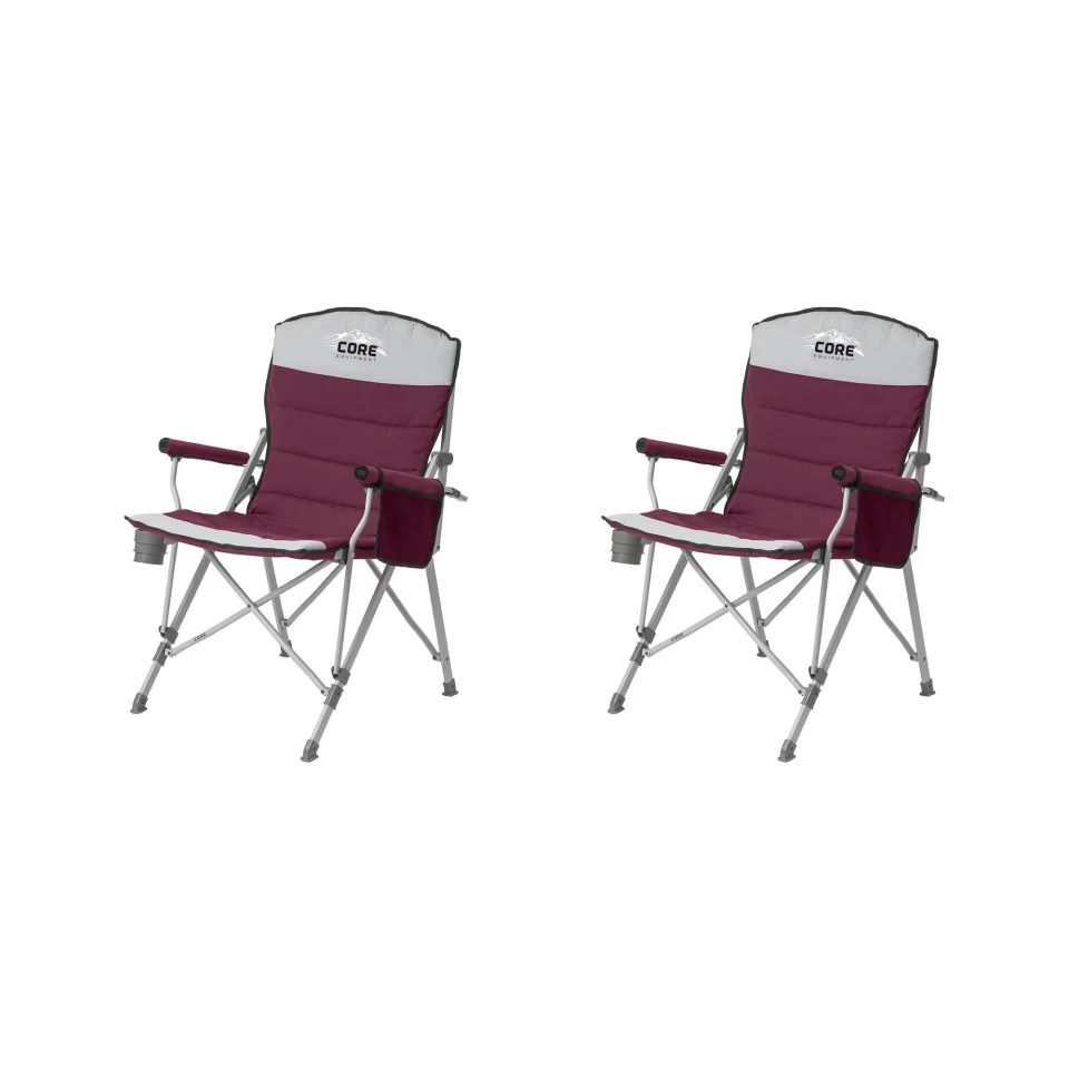Eco-Friendly Value CORE 300 Pound Capacity Polyester Padded Arm Chair with Carry Bag, Gray (2 Pack)