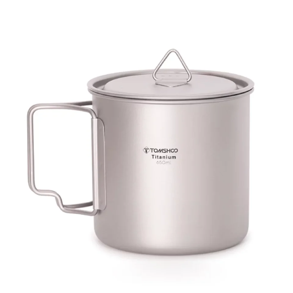 Eco-Friendly Cleaning Ultralight Titanium Cup Outdoor Portable Camping Picnic Water Cup Mug with Foldable Handle 300ml350ml420ml450ml550ml650ml750ml