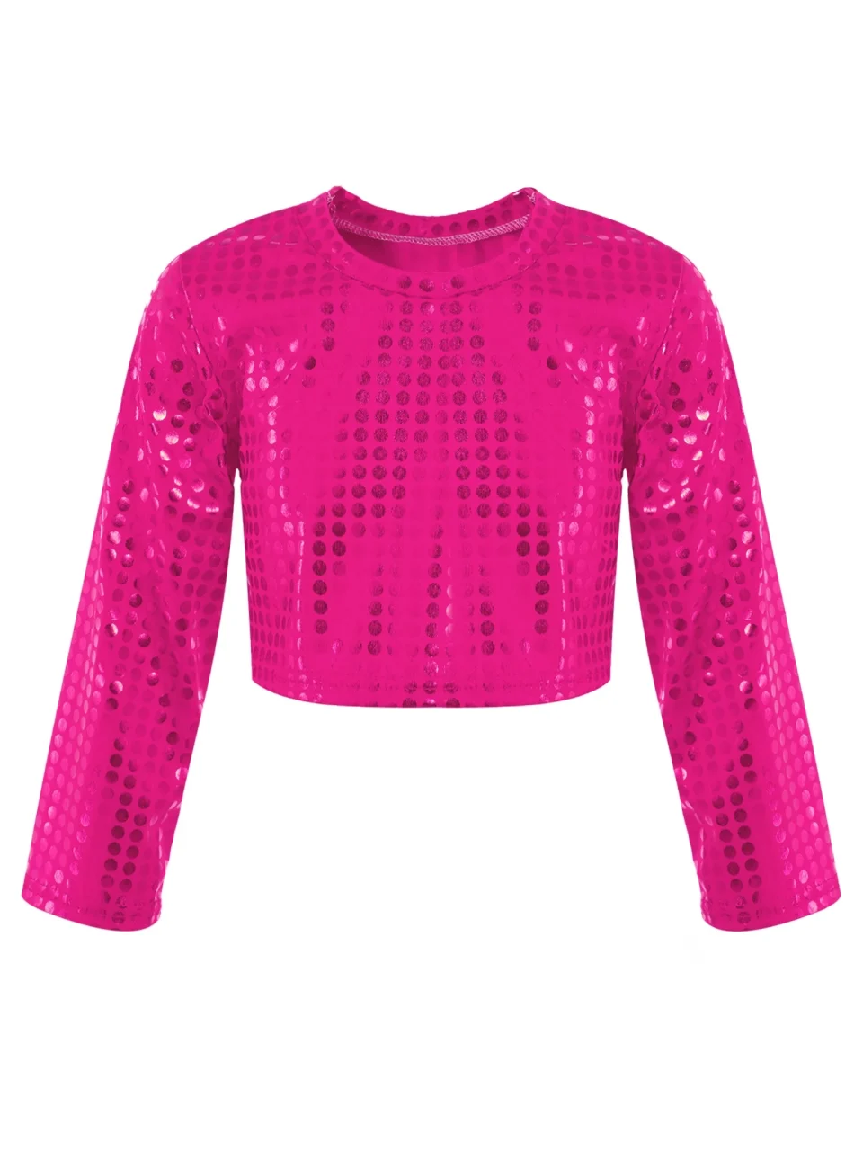 Ultimate IEFIEL Big & Little Girls Shiny Sequins Loose T-Shirt Tees Juniors Metallic Cropped Jazz Latin Dance Tops,Sizes 2-16